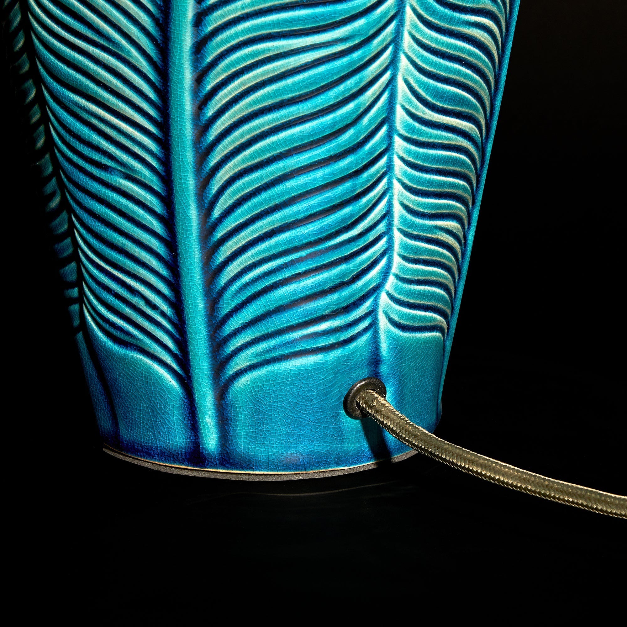 Smaller Bonello bedside lamp in blue